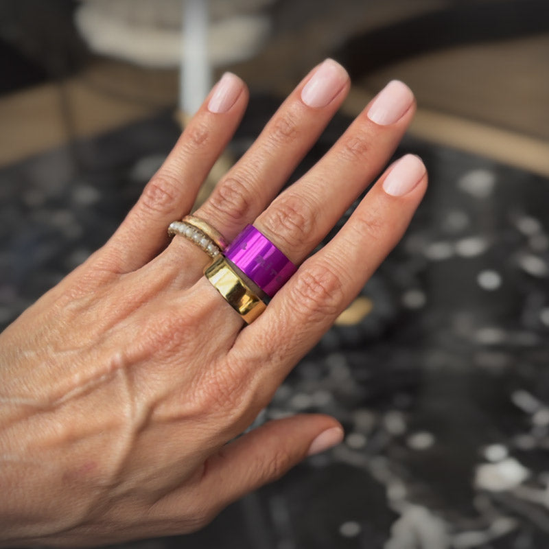 “Expect a Miracle” Purple Energy Cuff Ring